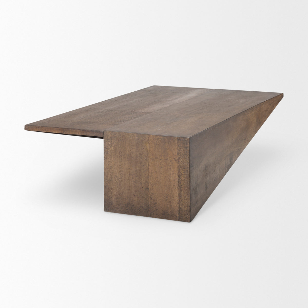West 55L x 32W x 14H Medium Brown Wooden Angled Coffee Table-Coffee Tables-DECOROLALA