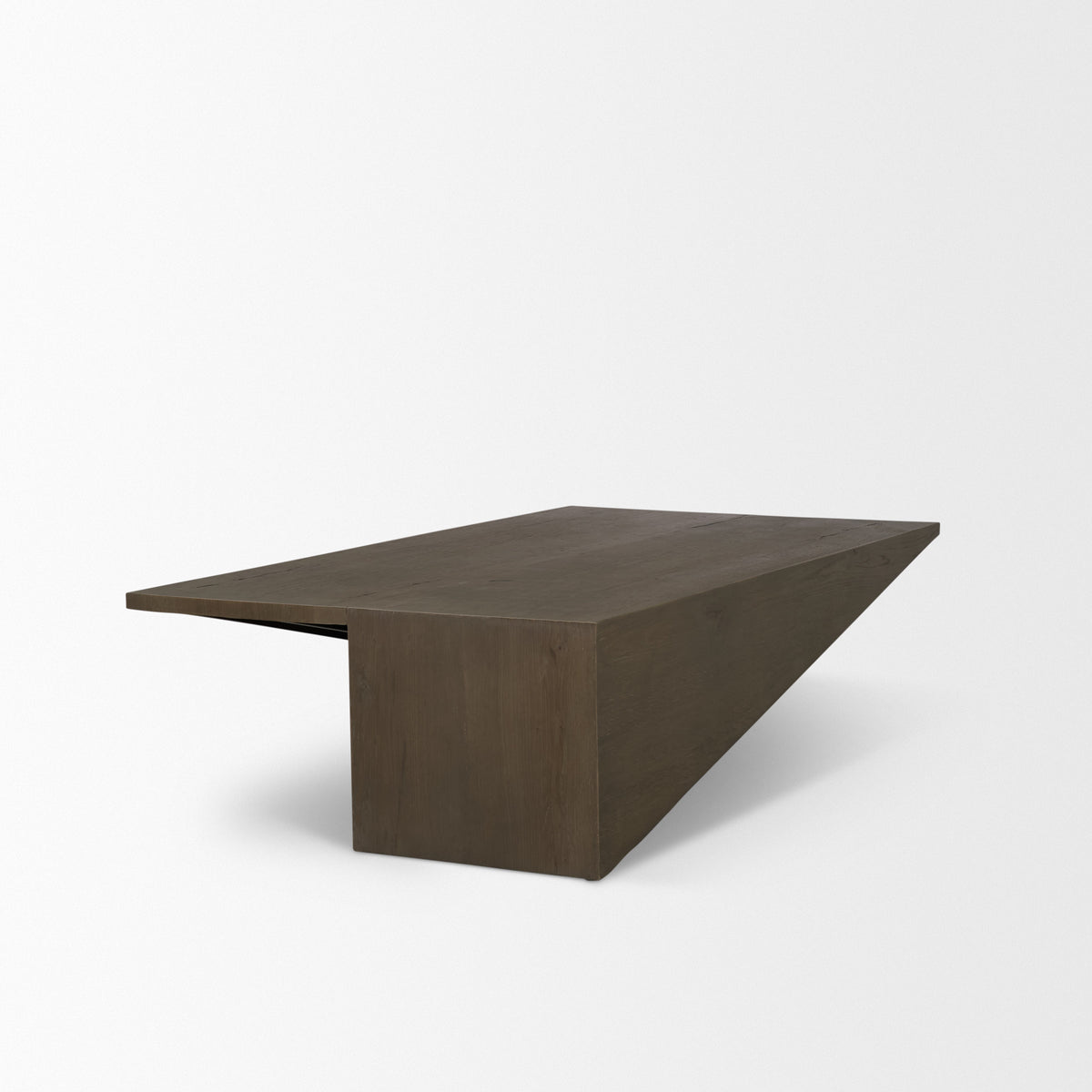 West 55L x 32W x 14H Medium Brown Wooden Angled Coffee Table-Coffee Tables-DECOROLALA