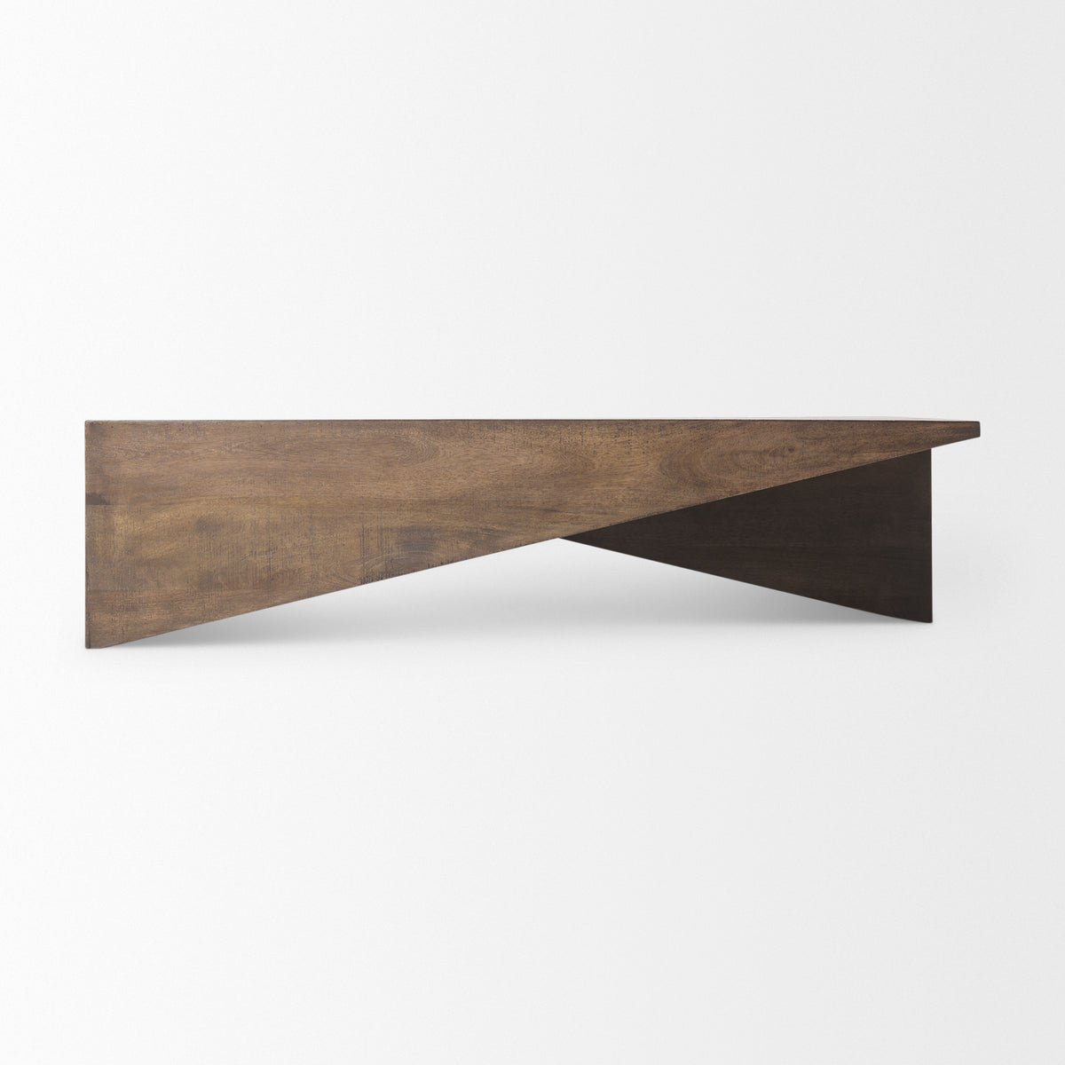 West 55L x 32W x 14H Medium Brown Wooden Angled Coffee Table-Coffee Tables-DECOROLALA