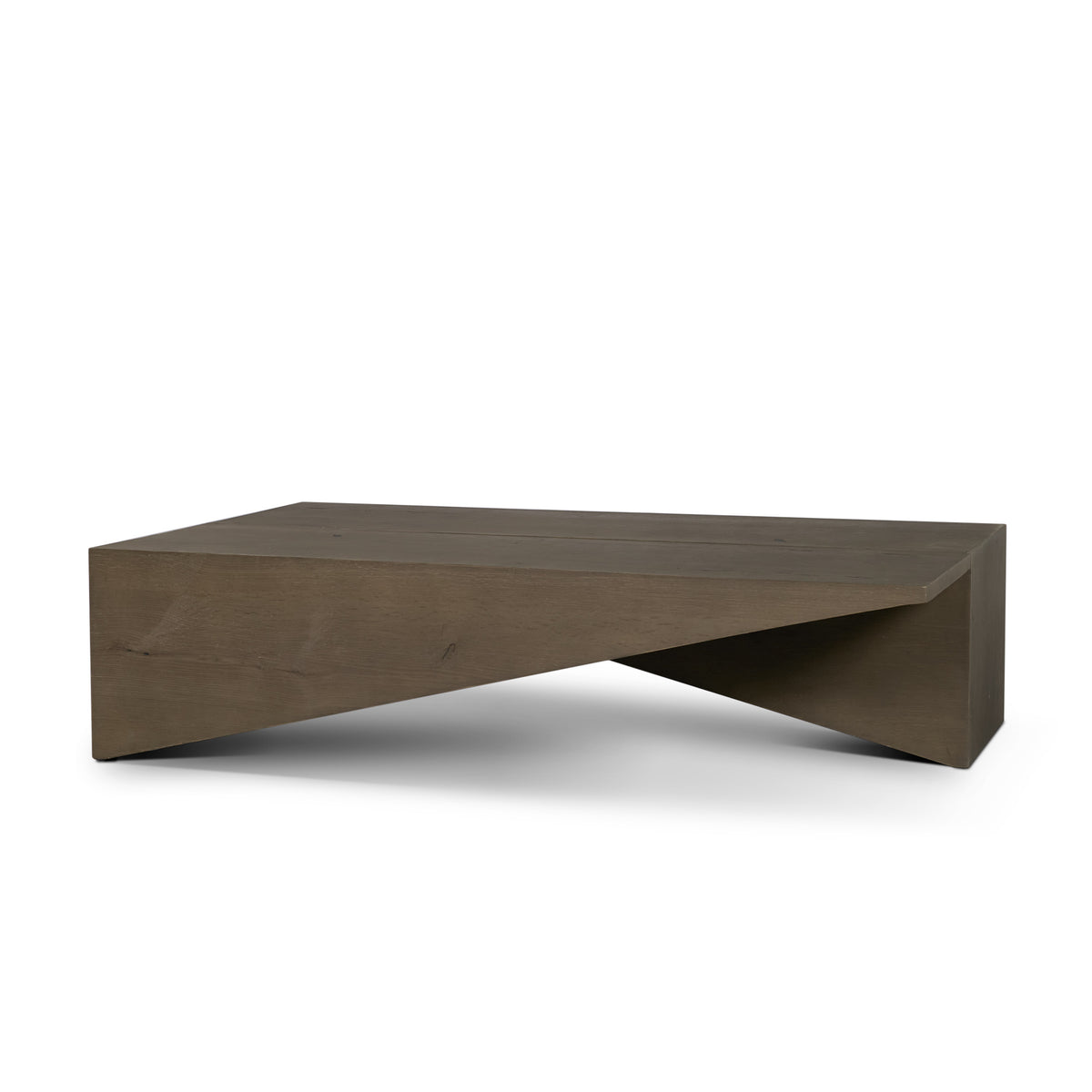 West 55L x 32W x 14H Medium Brown Wooden Angled Coffee Table-Coffee Tables-DECOROLALA