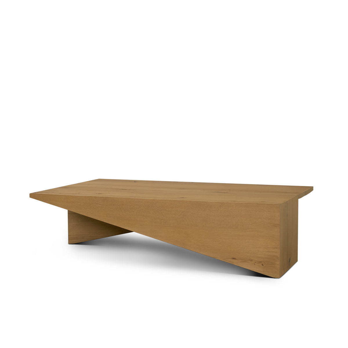 West 55L x 32W x 14H Medium Brown Wooden Angled Coffee Table-Coffee Tables-DECOROLALA