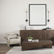 West 55L x 32W x 14H Medium Brown Wooden Angled Coffee Table-Coffee Tables-DECOROLALA