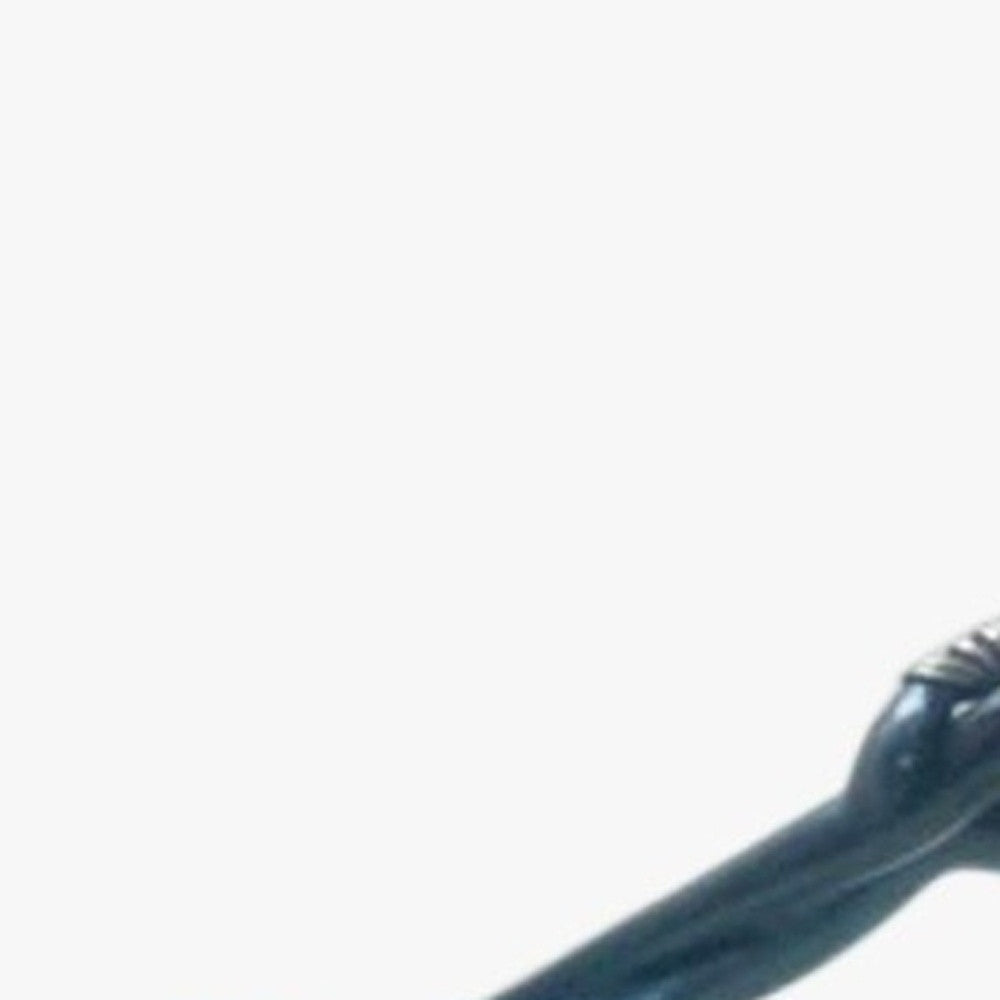 West African Vintage Hand Cast Bronze Female Figurine from Burkina Faso in Sky Blue Dress-Sculptures-DECOROLALA