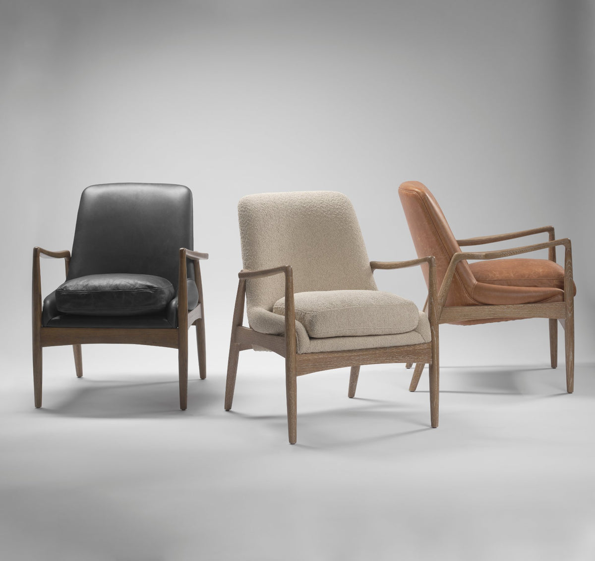 Westan Cognac Faux Leather W/Medium Brown Wood Accent Chair-Accent Chairs-DECOROLALA