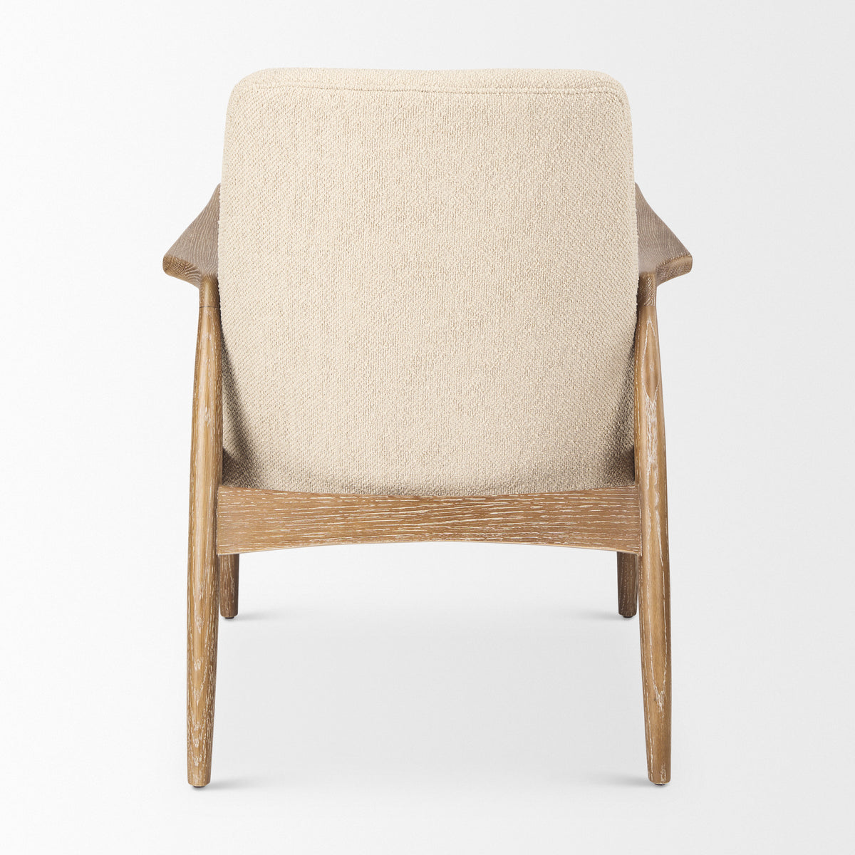 Westan Cream Boucle Fabric W/Light Brown Wood Accent Chair-Accent Chairs-DECOROLALA