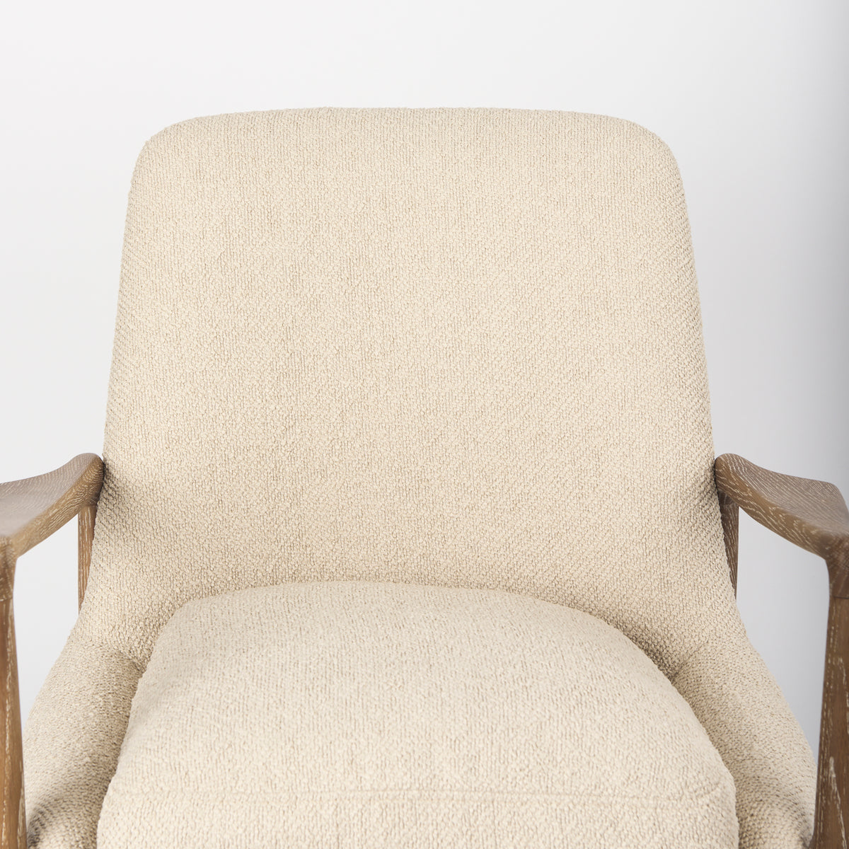 Westan Cream Boucle Fabric W/Light Brown Wood Accent Chair-Accent Chairs-DECOROLALA