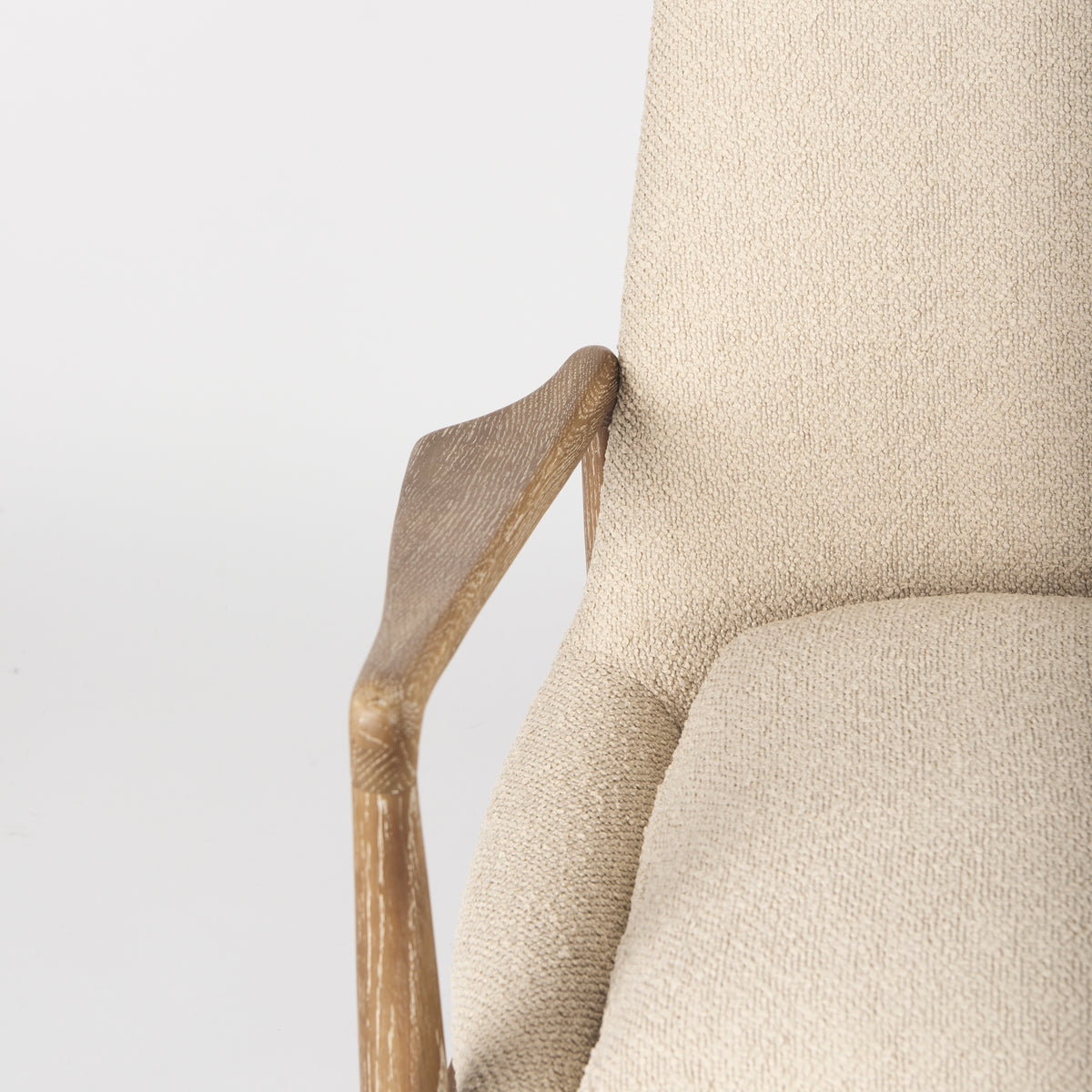 Westan Cream Boucle Fabric W/Light Brown Wood Accent Chair-Accent Chairs-DECOROLALA