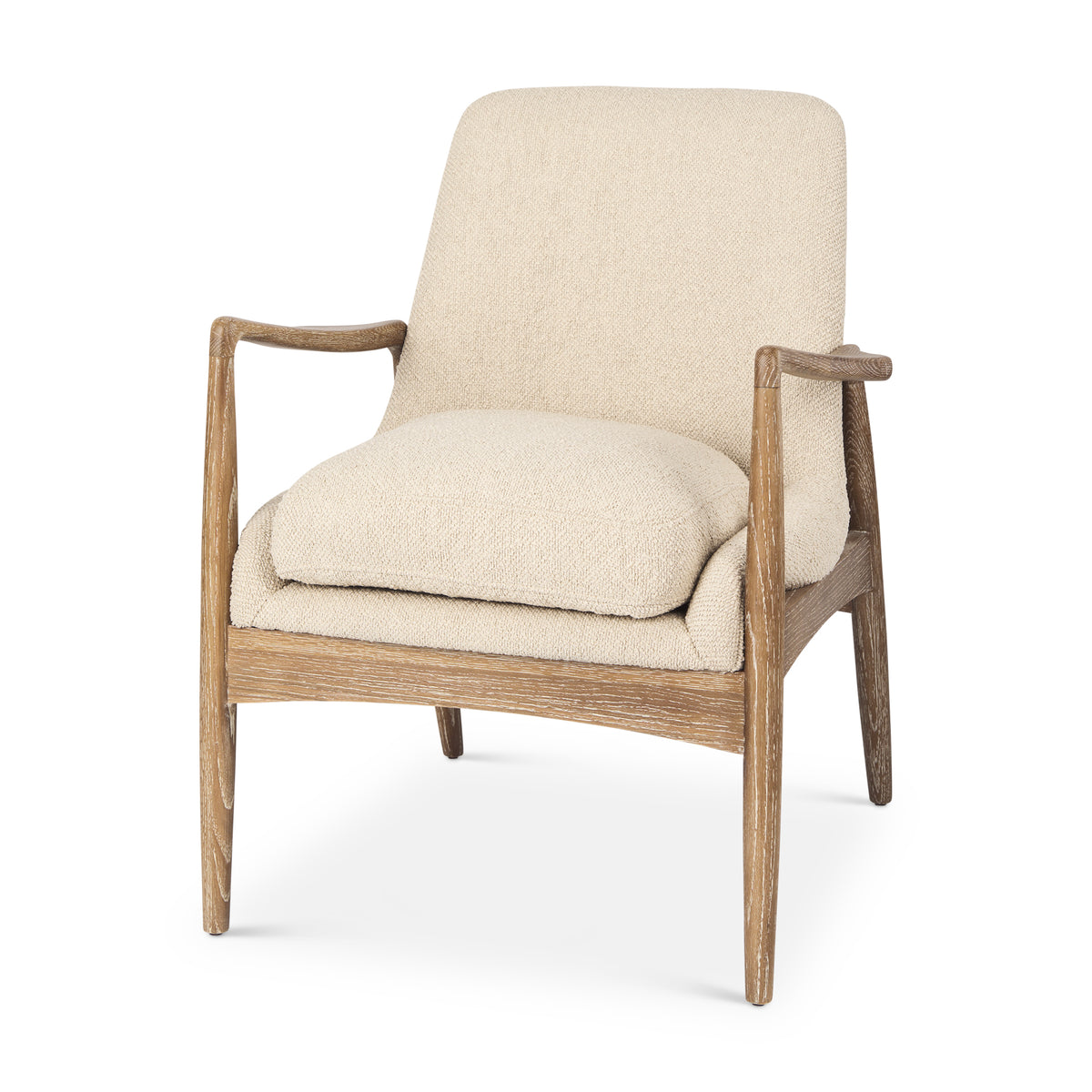 Westan Cream Bouclé Upholstered Accent Chair-Accent Chairs-DECOROLALA