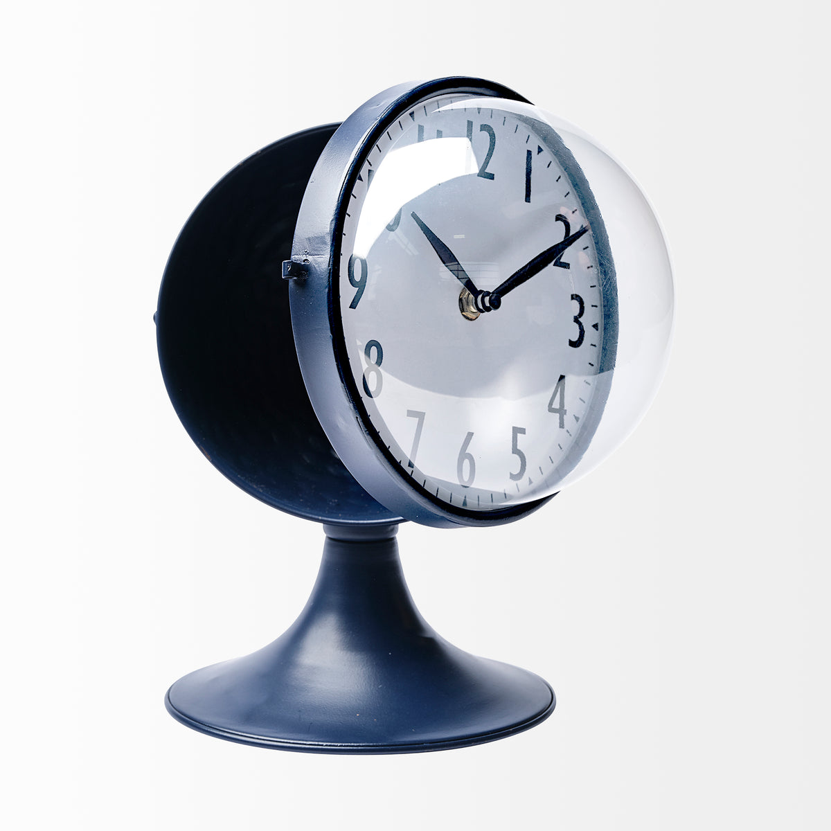 Weymouth Blue Metal Glass Dome Table Clock-Table Clocks-DECOROLALA
