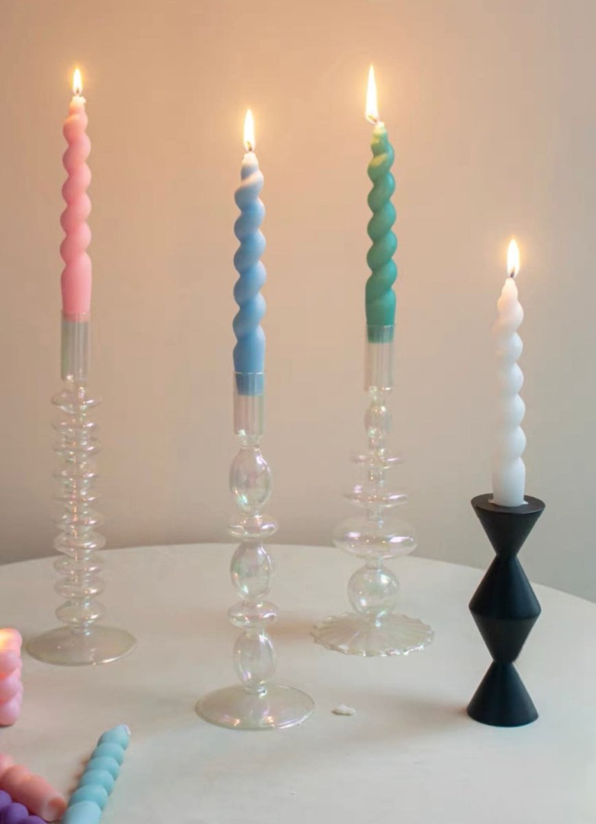 Whimsical Twisty Soy Wax Decorative Candles Set Of 7 Pcs ( $6.1 Each )-Candle-DECOROLALA