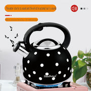 Whistling Tea Kettle - 2.5L Stainless Steel Polka Dot Black-Stovetop Kettl-DECOROLALA