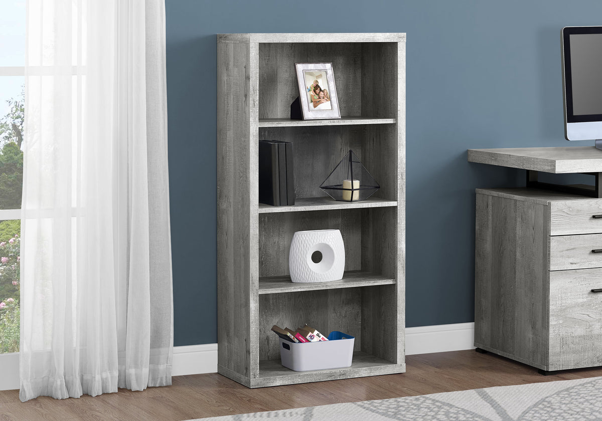 White 48"H Bookcase With 4 Adjustable Shelves-Computer Desks-DECOROLALA