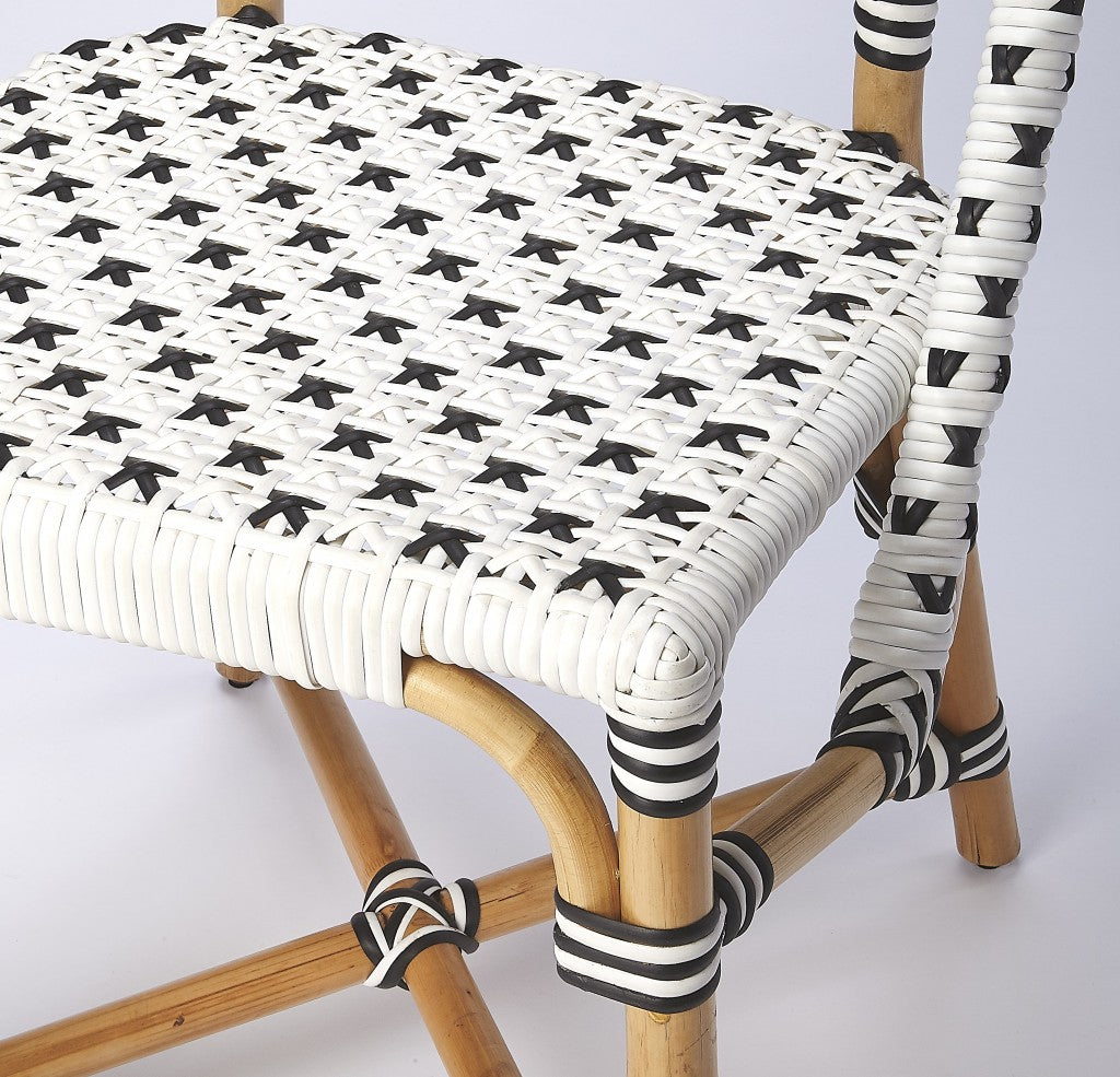White And Brown Faux Rattan Dining Chair-Outdoor Chairs-DECOROLALA
