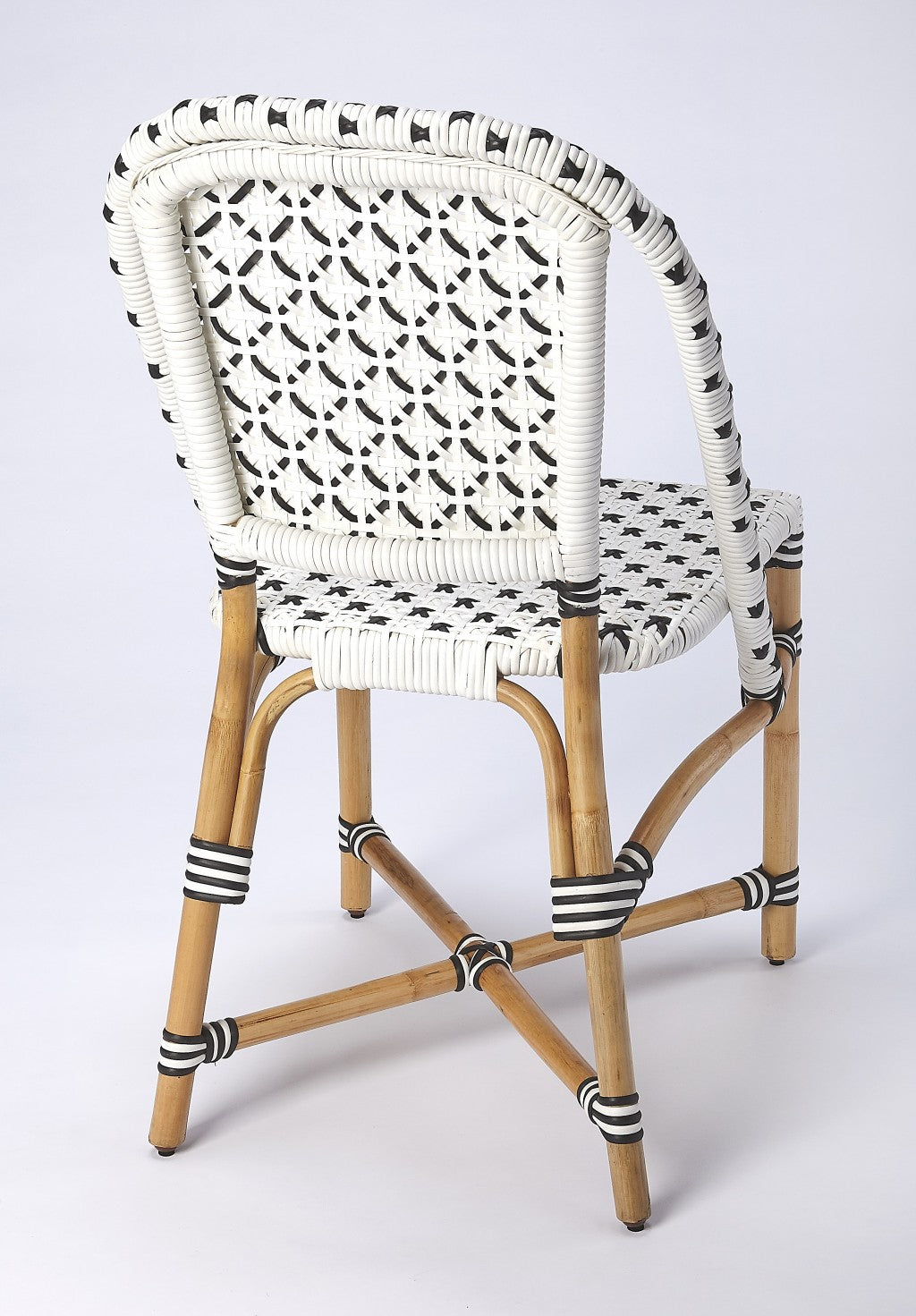 White And Brown Faux Rattan Dining Chair-Outdoor Chairs-DECOROLALA