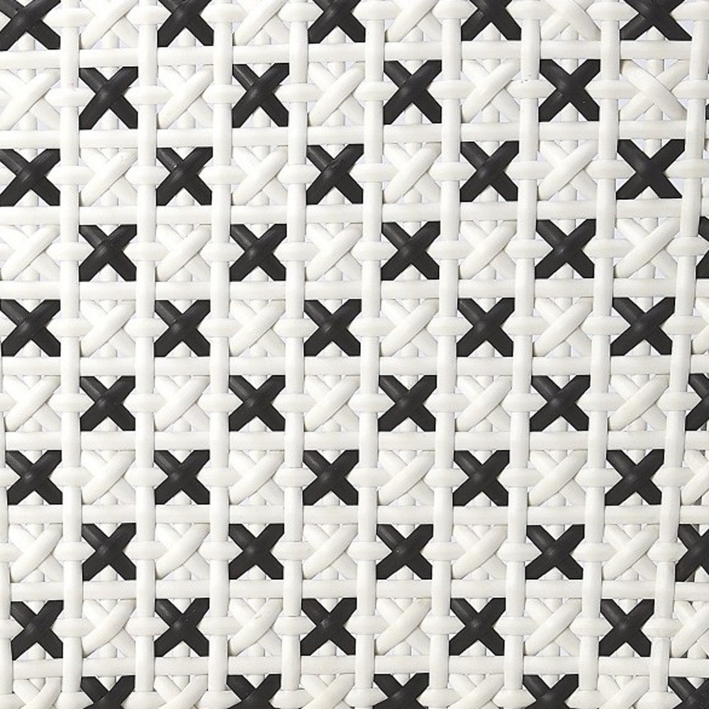 White And Brown Faux Rattan Dining Chair-Outdoor Chairs-DECOROLALA