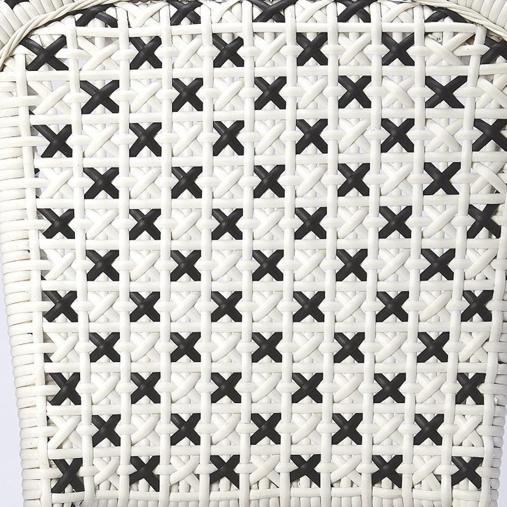 White And Brown Faux Rattan Dining Chair-Outdoor Chairs-DECOROLALA