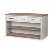 White And Brown Two Tone Wooden Kitchen Island With 3 Drawers-Kitchen Carts-Islands-DECOROLALA