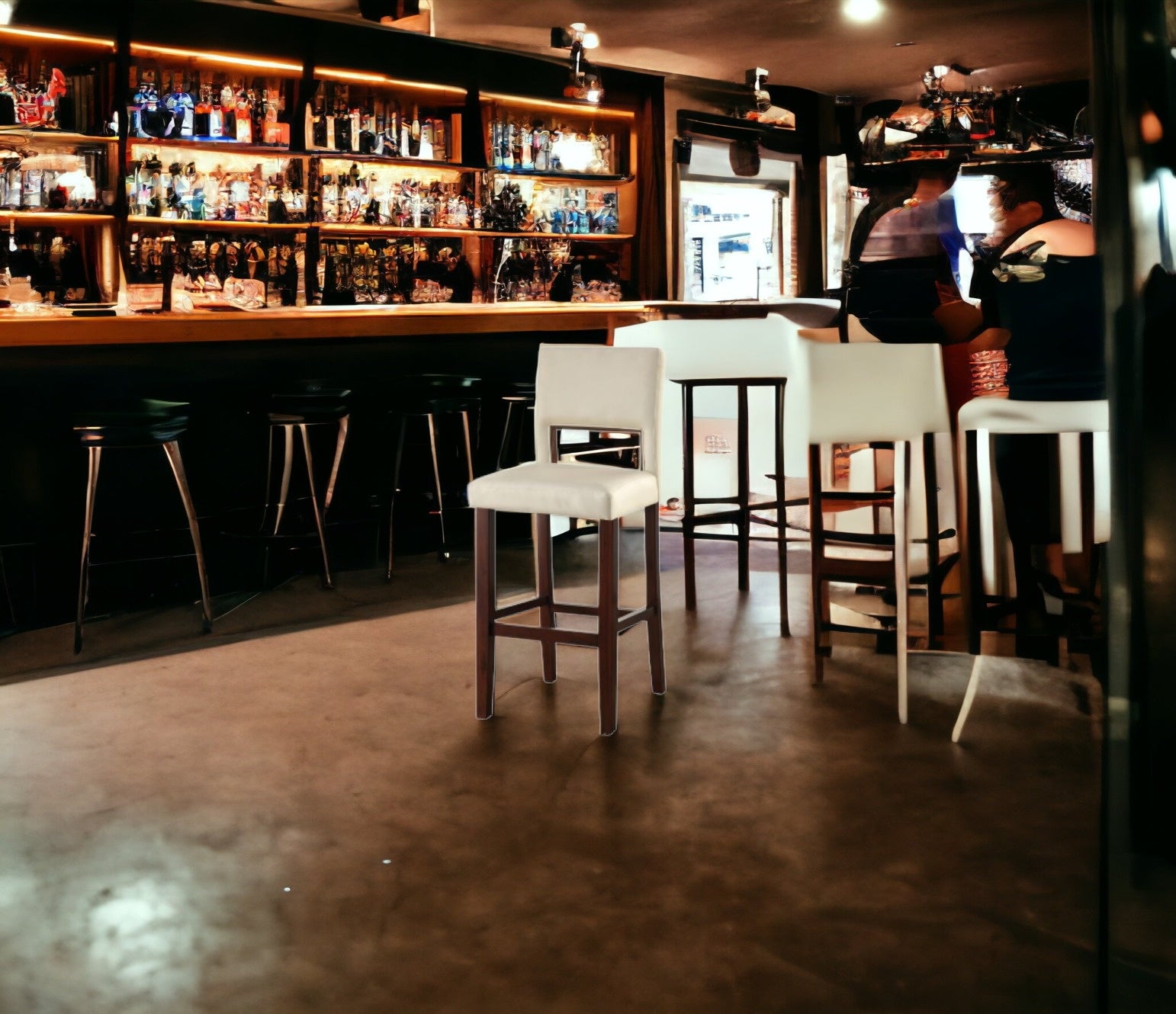 " White And Espresso Solid Wood Bar Chair-Bar Chairs-DECOROLALA