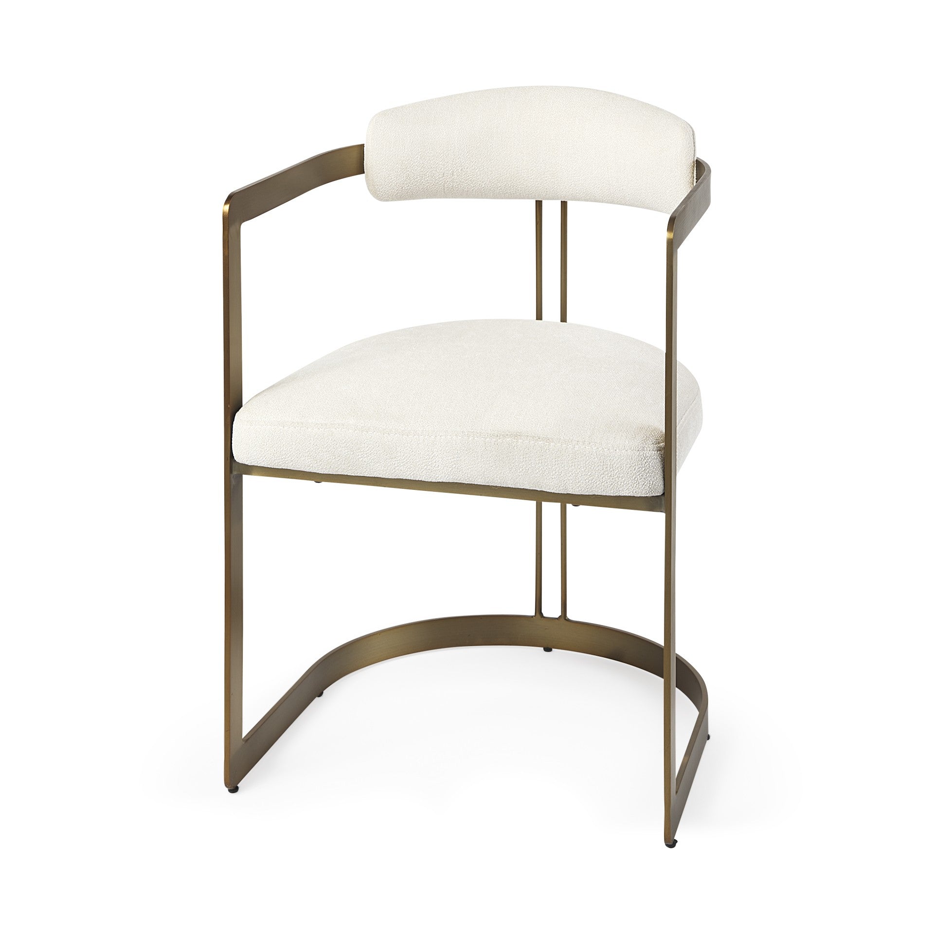 White And Gold Upholstered Dining Arm Chair-Dining Chairs-DECOROLALA