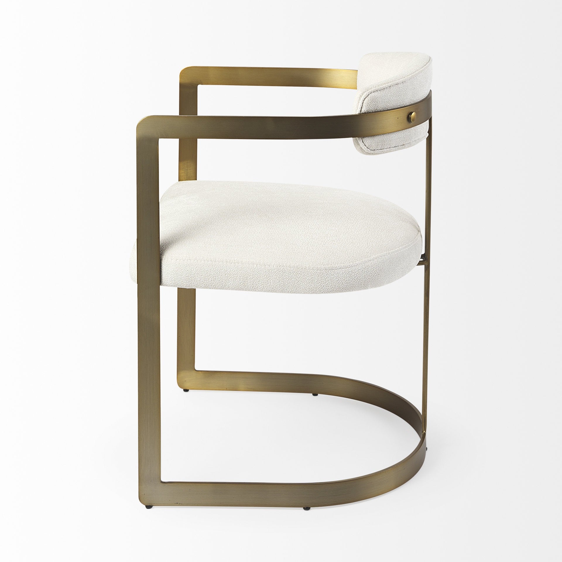 White And Gold Upholstered Dining Arm Chair-Dining Chairs-DECOROLALA