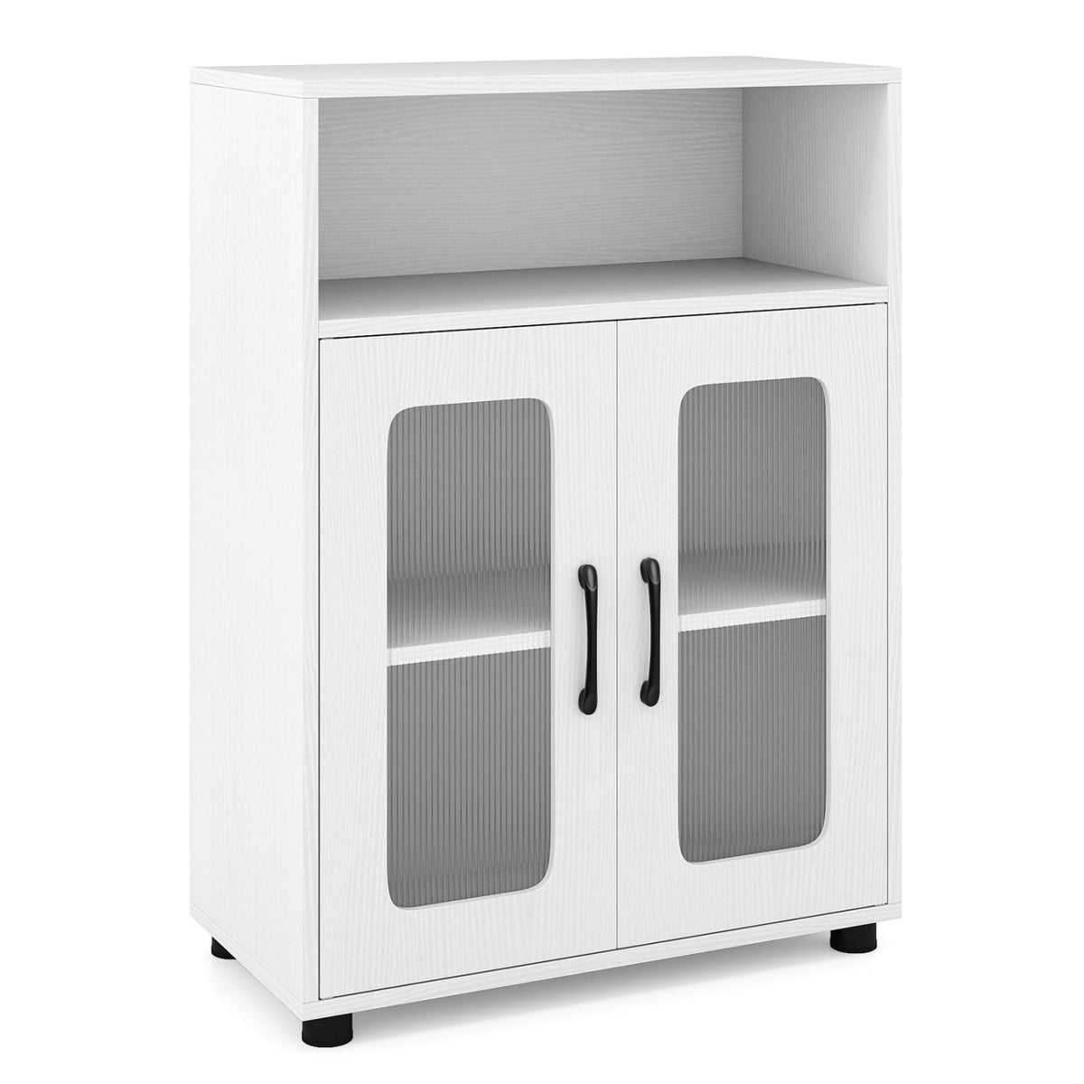 White Bathroom Cabinet - Freestanding Storage with Adjustable Shelf-Floor Cabinets-DECOROLALA
