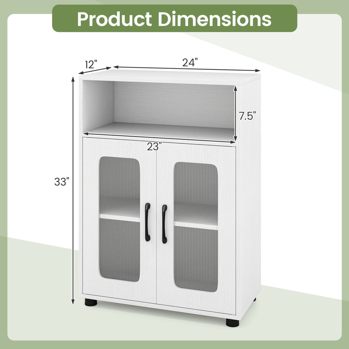White Bathroom Cabinet - Freestanding Storage with Adjustable Shelf-Floor Cabinets-DECOROLALA