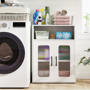 White Bathroom Cabinet - Freestanding Storage with Adjustable Shelf-Floor Cabinets-DECOROLALA