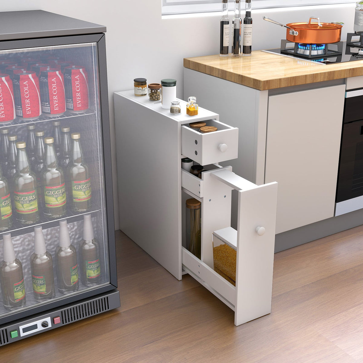 White Bathroom Cabinet Space Saver Storage Organizer-White-Floor Cabinets-DECOROLALA
