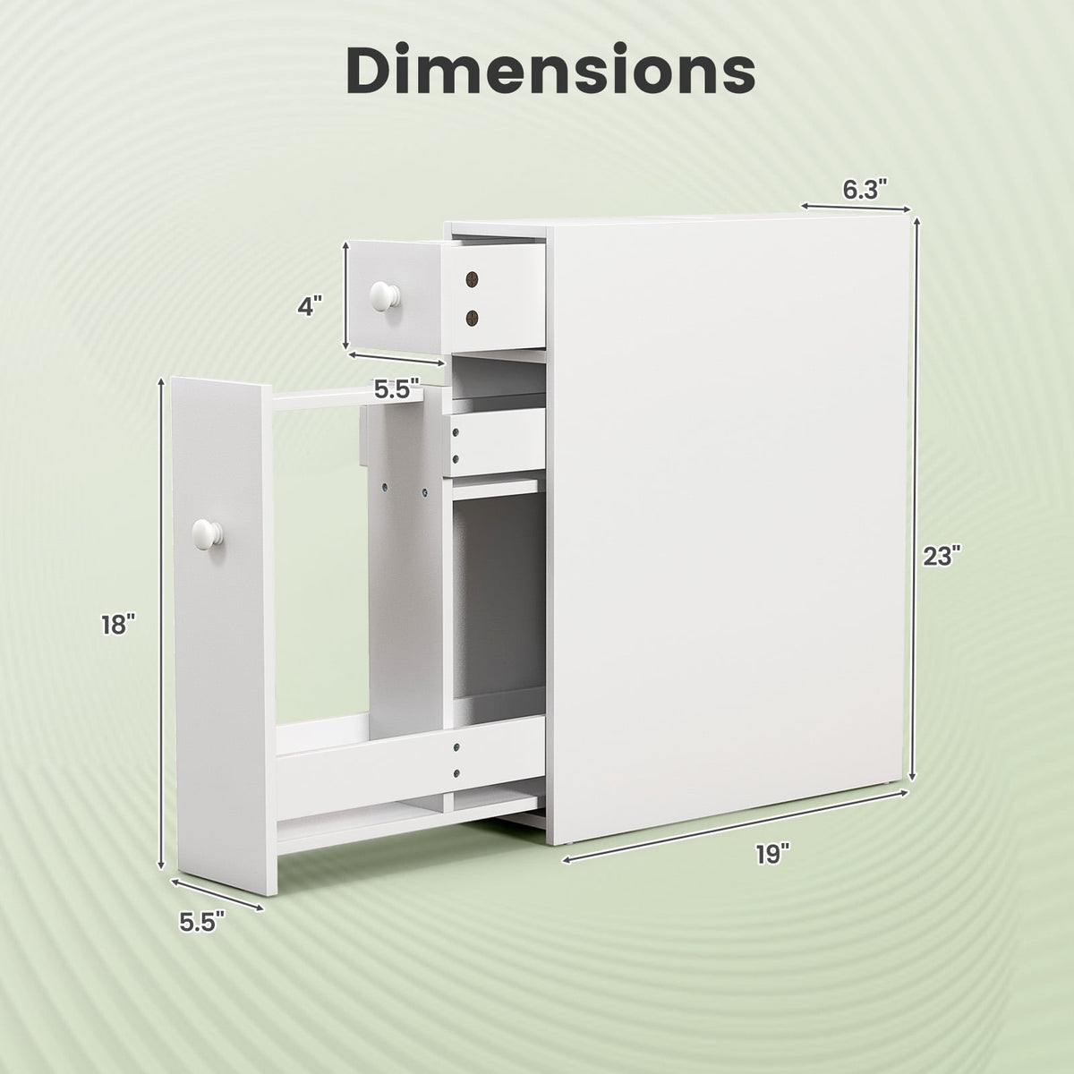 White Bathroom Cabinet Space Saver Storage Organizer-White-Floor Cabinets-DECOROLALA