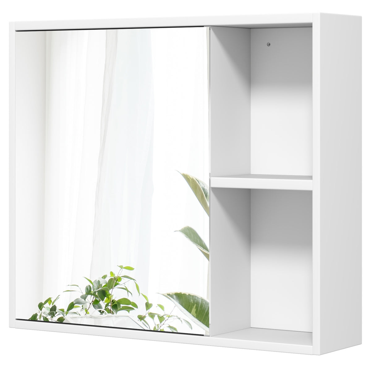 White Bathroom Medicine Cabinet with Mirror Door - 25" x 21.5"-Wall Cabinets-DECOROLALA