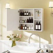 White Bathroom Medicine Cabinet with Mirror Door - 25" x 21.5"-Wall Cabinets-DECOROLALA