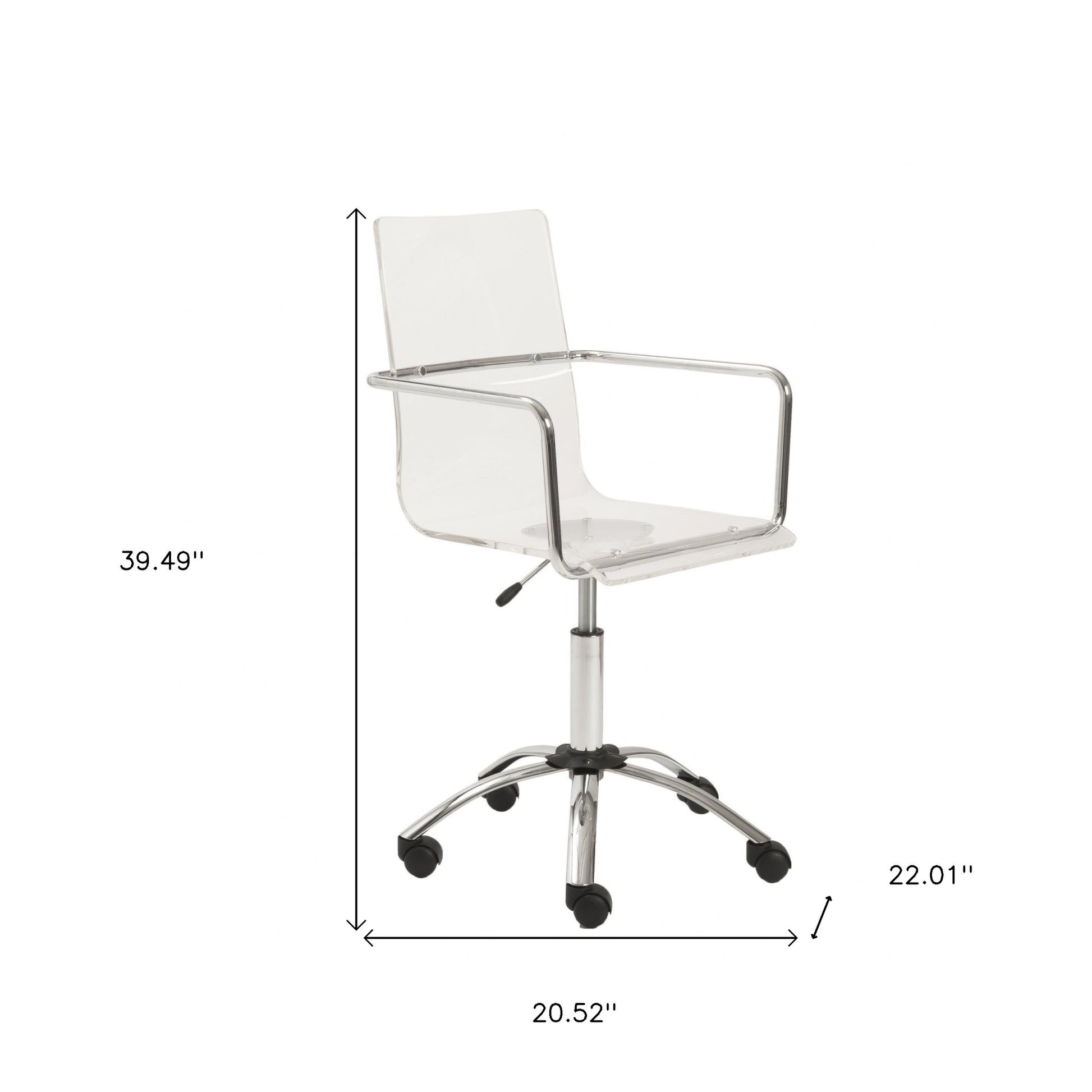 White Clear and Silver Adjustable Swivel Plastic Rolling Conference Office Chair-Office Chairs-DECOROLALA