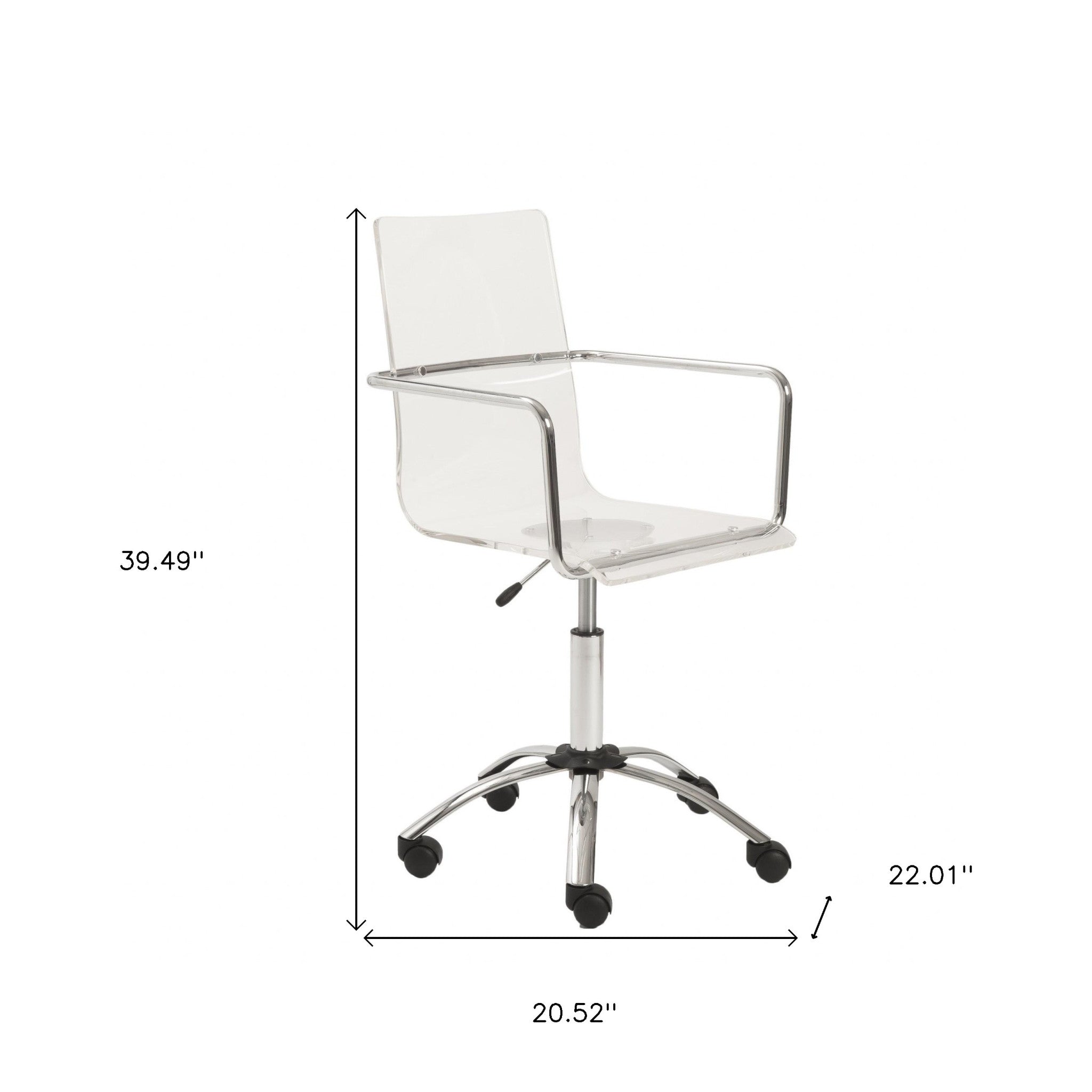 White Clear and Silver Adjustable Swivel Plastic Rolling Conference Office Chair-Office Chairs-DECOROLALA