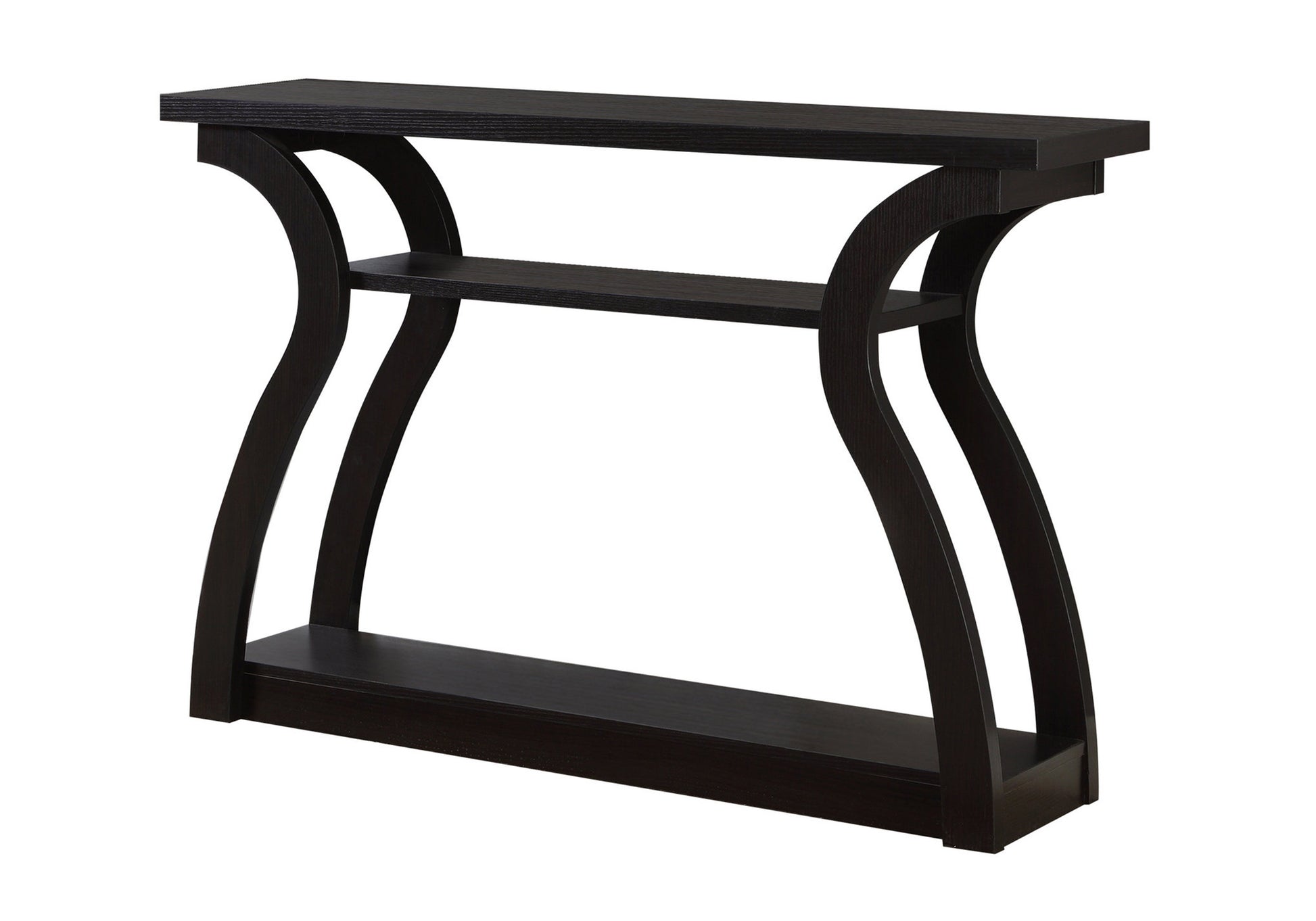 White Console Table 47" 3-Tier Curved Base-Accent Table-DECOROLALA