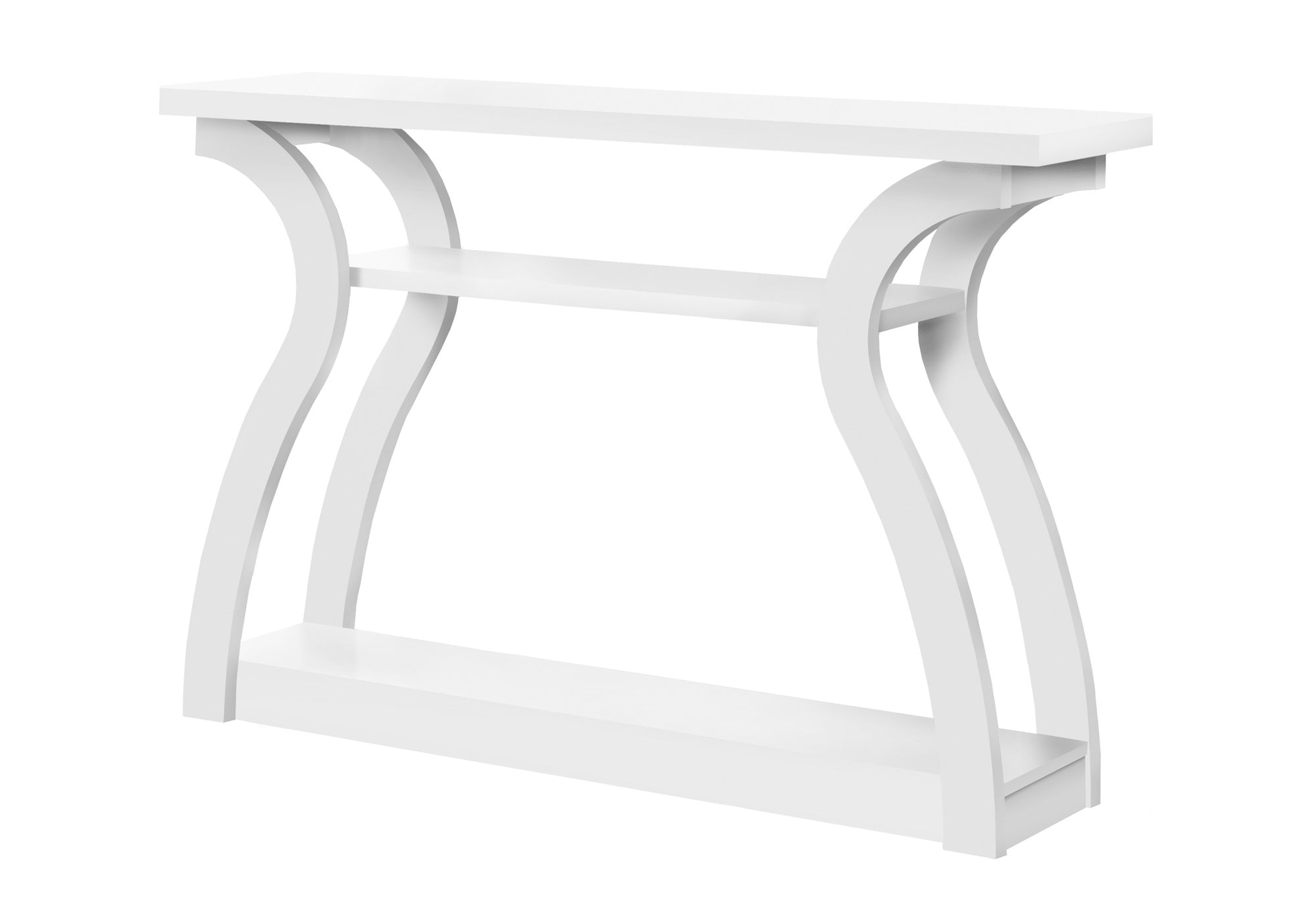 White Console Table 47" 3-Tier Curved Base-Accent Table-DECOROLALA