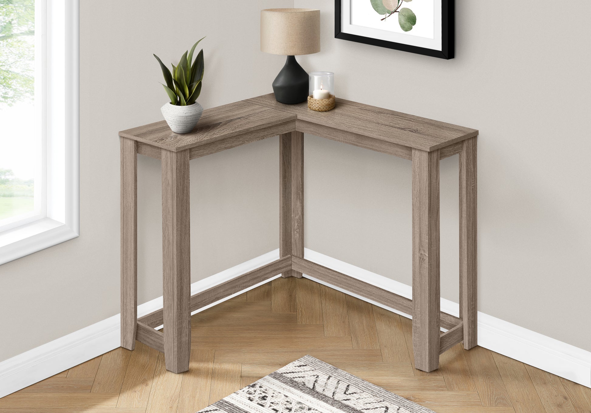 White Corner Console Table 36"-Accent Table-DECOROLALA