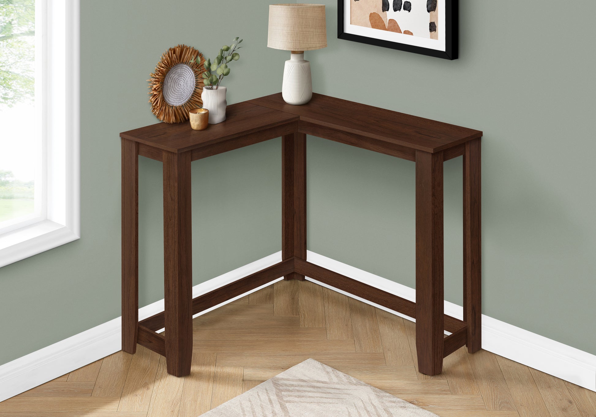 White Corner Console Table 36"-Accent Table-DECOROLALA