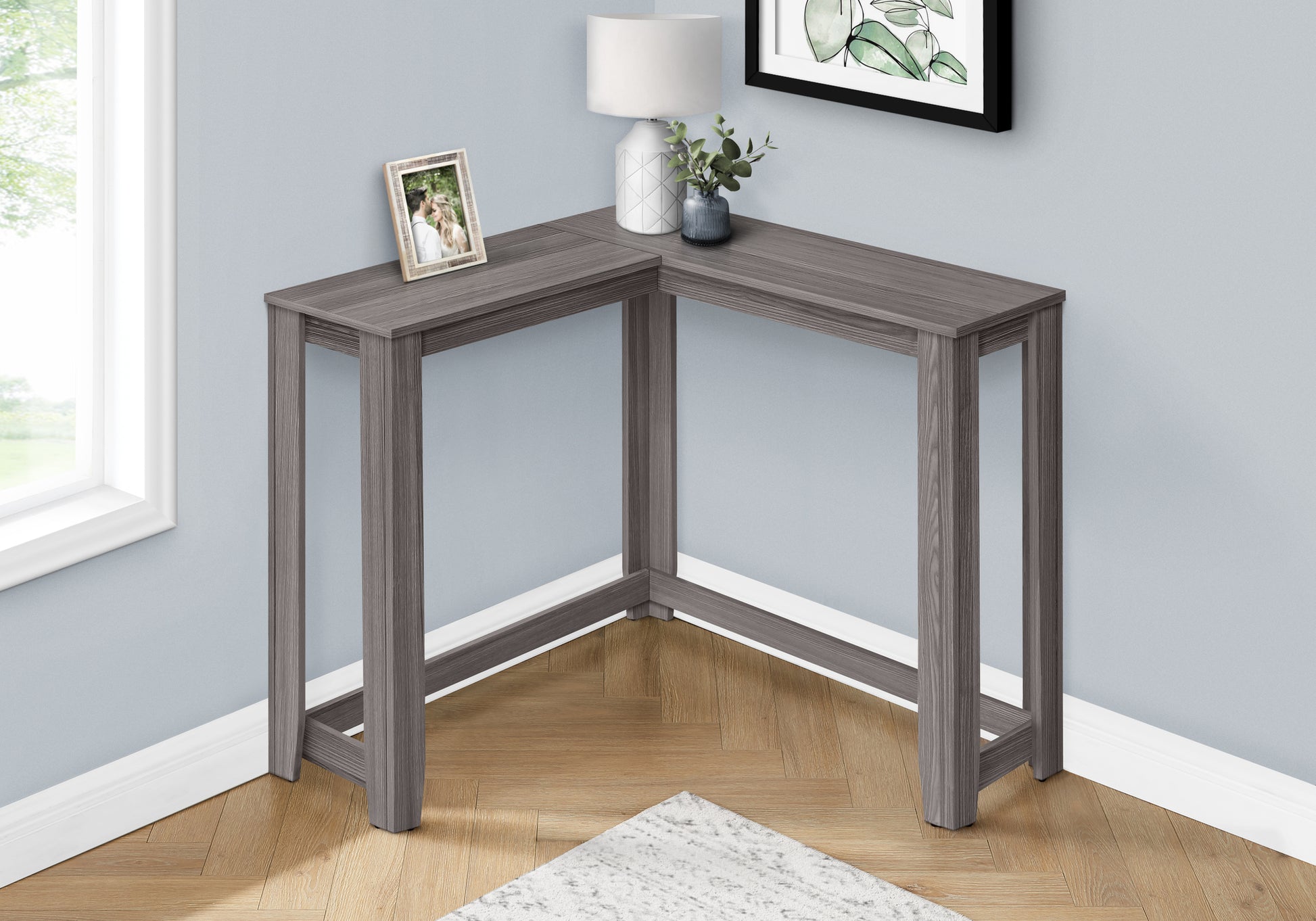 White Corner Console Table 36"-Accent Table-DECOROLALA