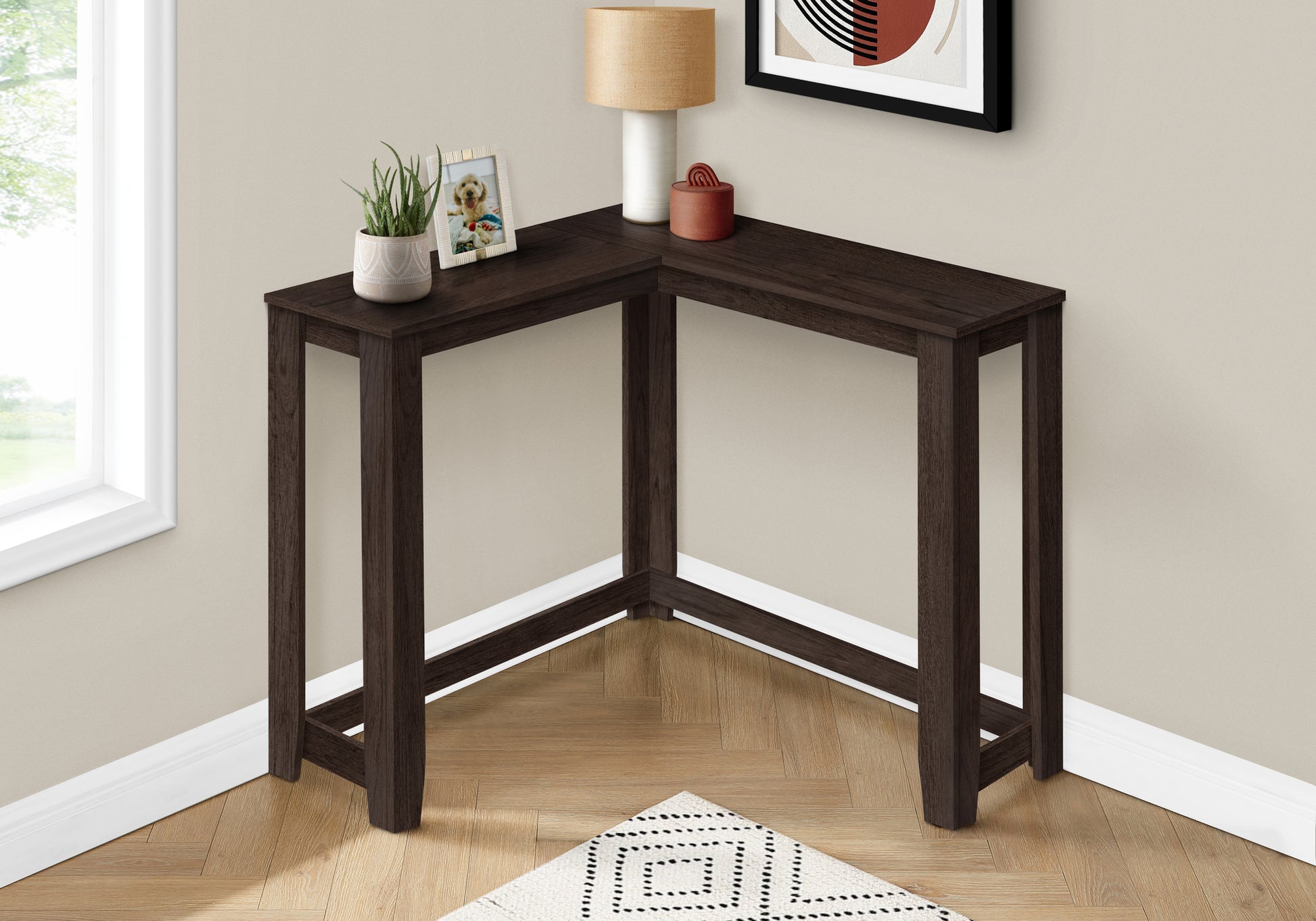White Corner Console Table 36"-Accent Table-DECOROLALA