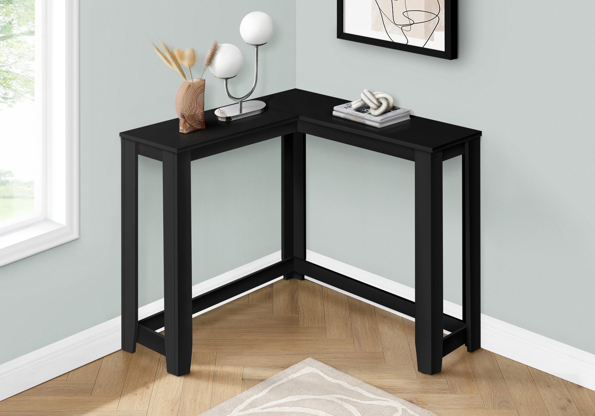 White Corner Console Table 36"-Accent Table-DECOROLALA