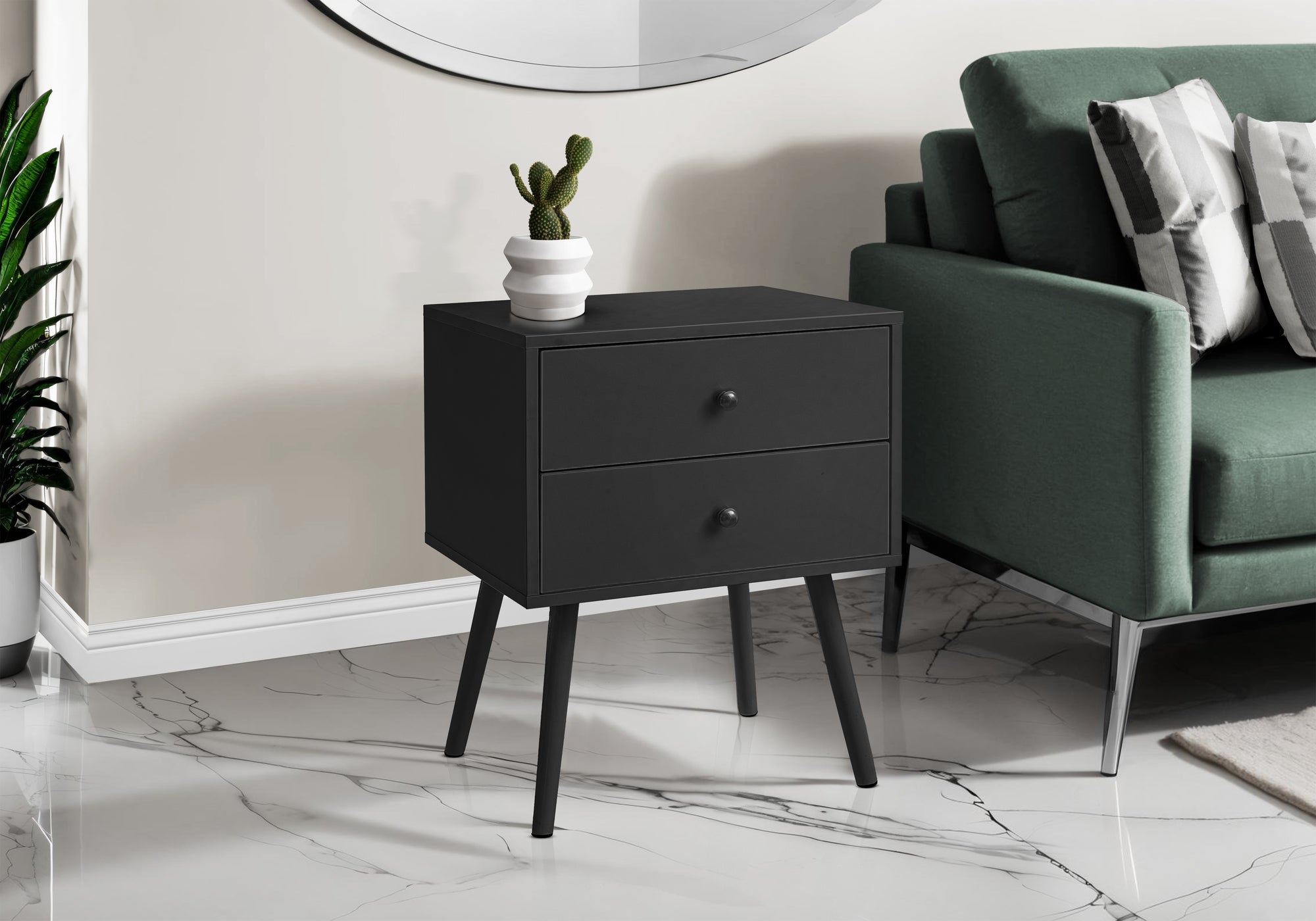 White End Table with 2 Drawers 24"H-Accent Table-DECOROLALA