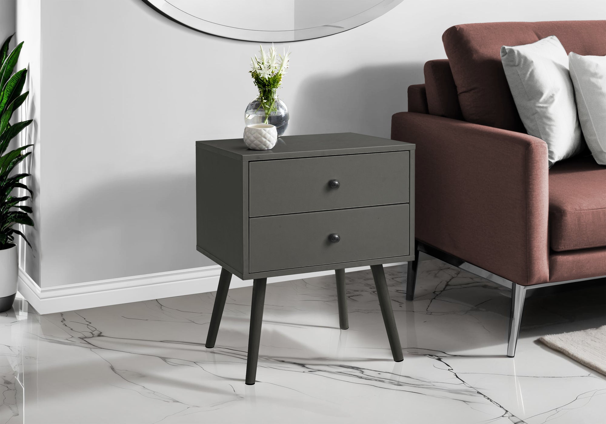 White End Table with 2 Drawers 24"H-Accent Table-DECOROLALA