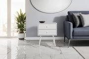 White End Table with 2 Drawers 24"H-Accent Table-DECOROLALA