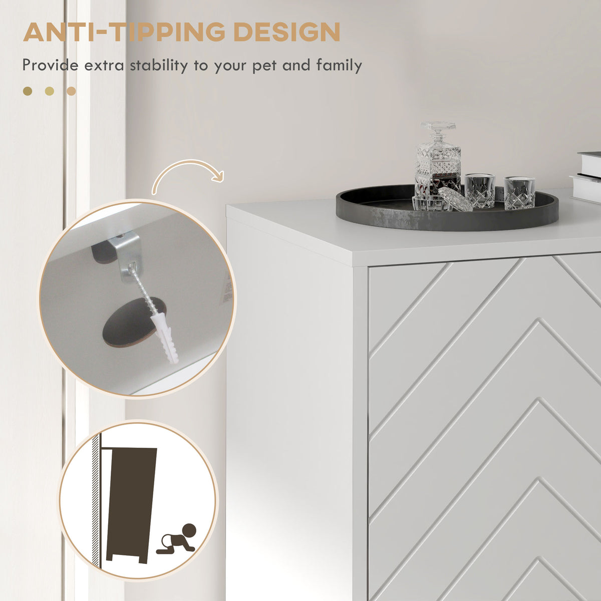 White Entryway Shoe Cabinet - 12 Pair Storage with Gold Base-Shoe Storage Cabinets-DECOROLALA