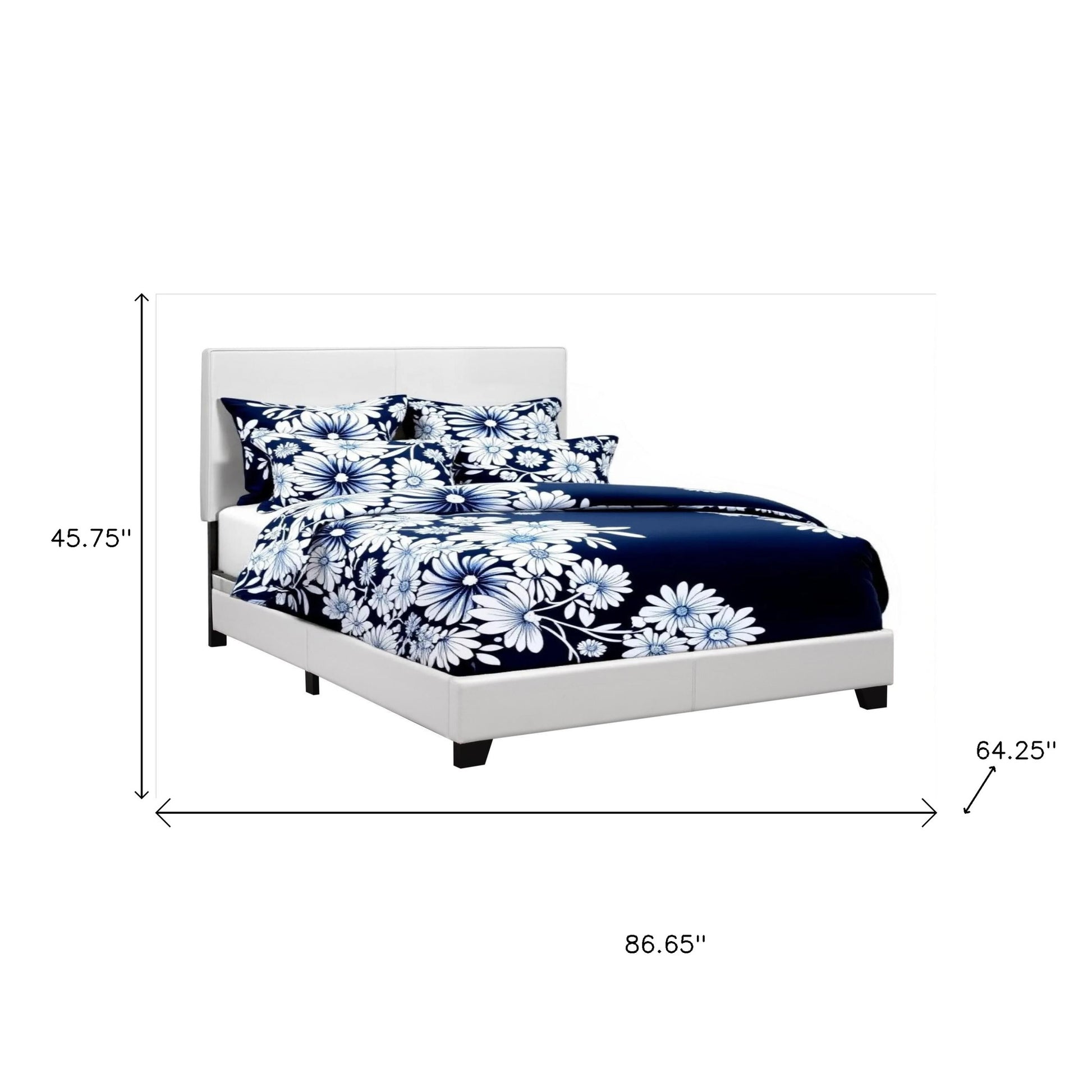 White Faux Leather Queen Bed Frame-Standard Beds-DECOROLALA