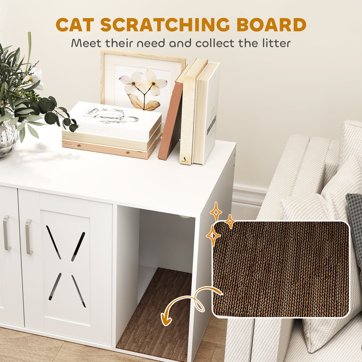 White Hidden Cat Litter Box Enclosure Furniture - 31.5" x 19" x 20"-Cats-DECOROLALA