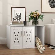 White Hidden Cat Litter Box Enclosure Furniture - 31.5" x 19" x 20"-Cats-DECOROLALA
