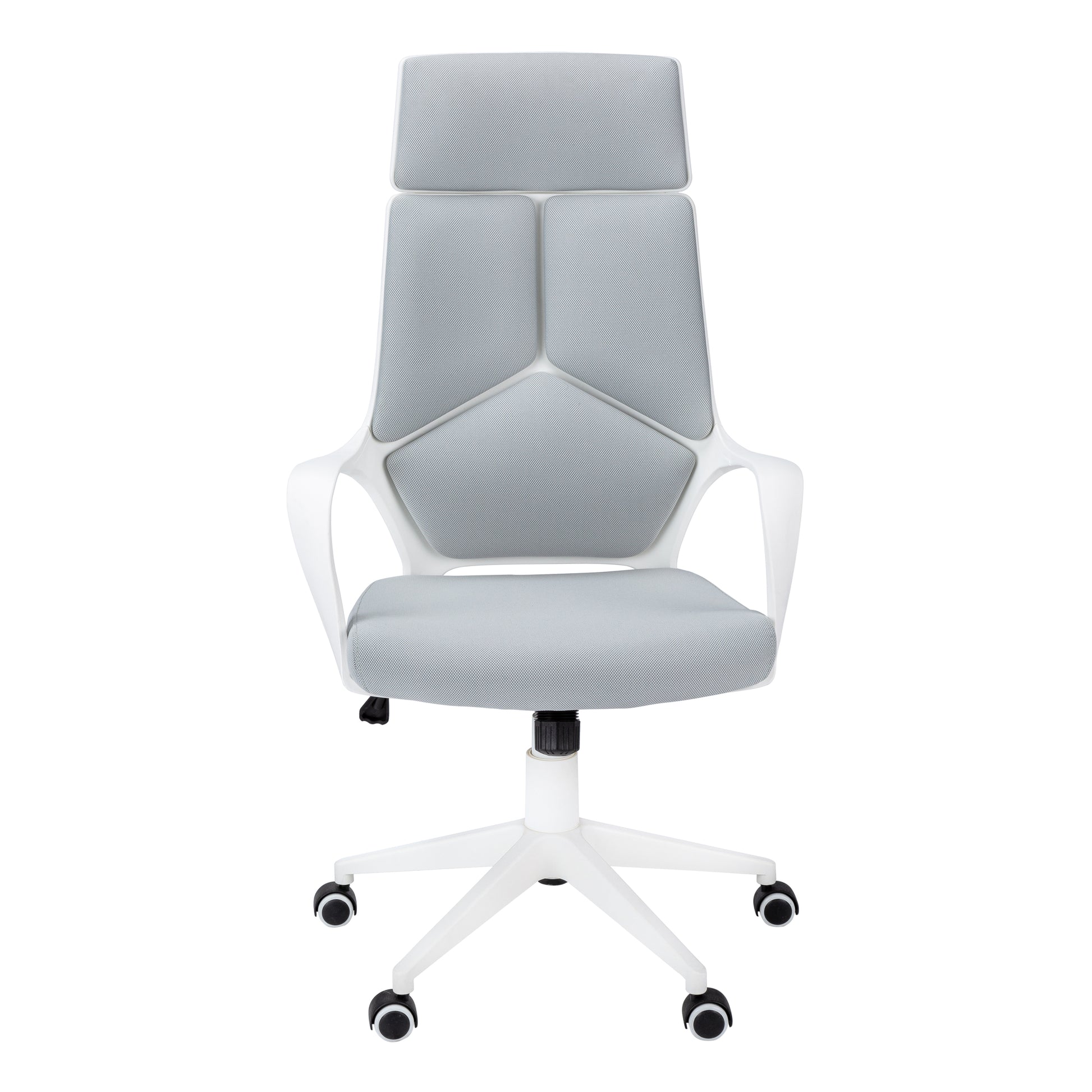 White High-Back Executive Office Chair with Grey Fabric-Computer Desk-DECOROLALA
