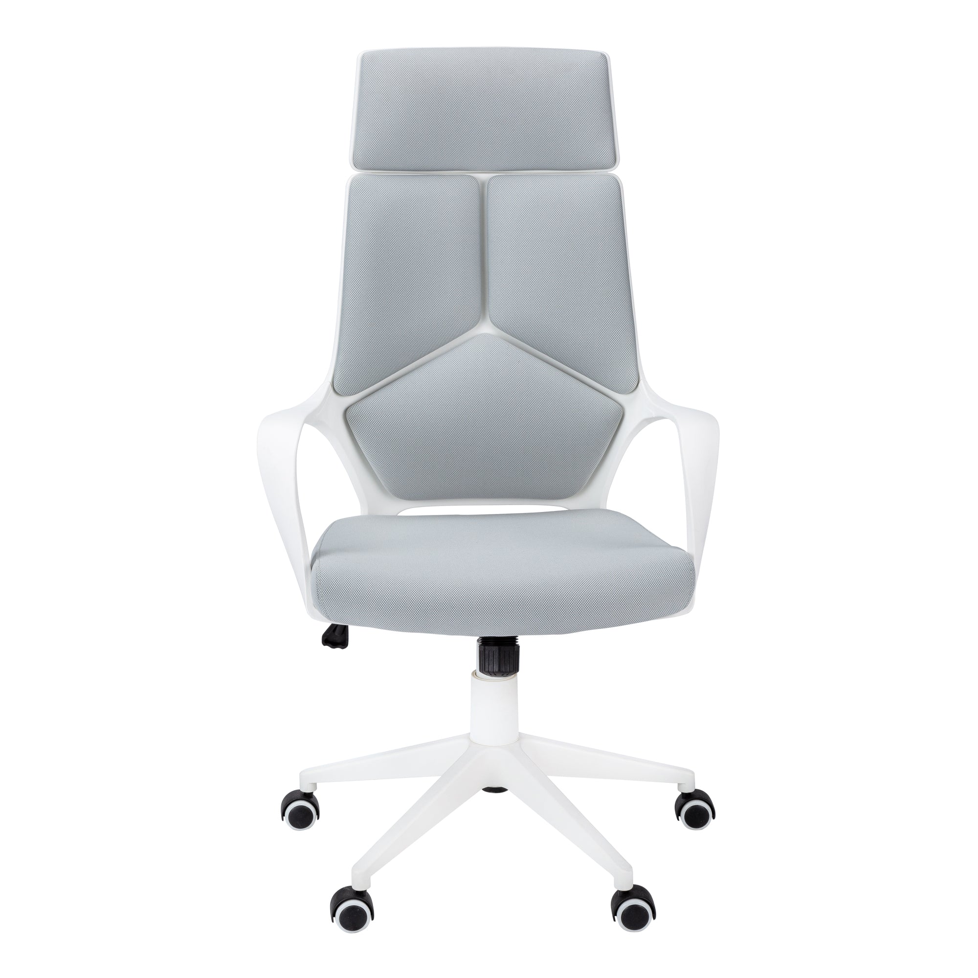 White High-Back Executive Office Chair with Grey Fabric-Computer Desk-DECOROLALA