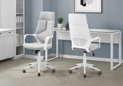 White High-Back Executive Office Chair with Grey Fabric-Computer Desk-DECOROLALA